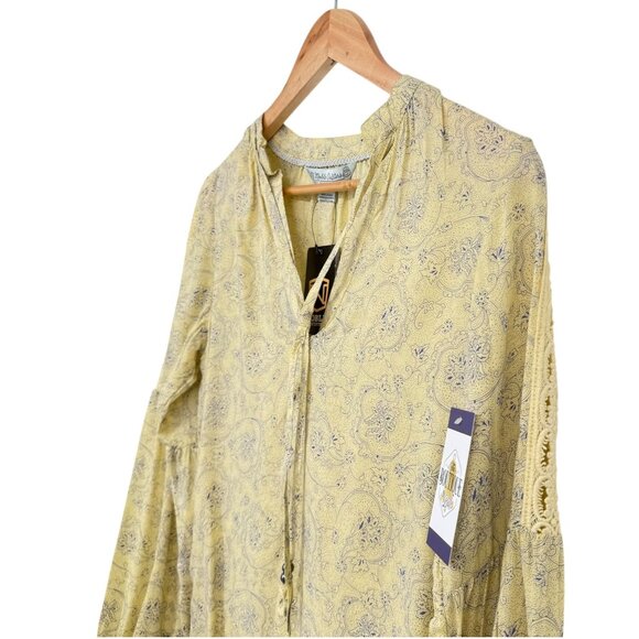 NWT Noble Outfitters XS Shirt Yellow Paisley Peasant Blouse Folklore Lace 21007 - Picture 7 of 16